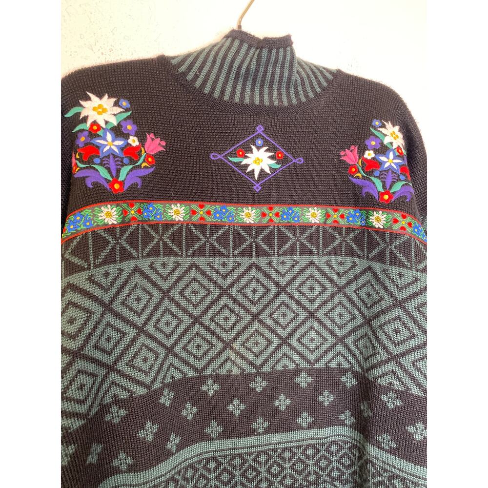 Obermeyer Vintage Chloe Floral Embroidered Fair Isle Winter Ski Sweater EUC Sz S - Picture 2 of 14